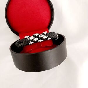 Taigrama Biker Leather Braided Statement Silver Metal (UNISEX)